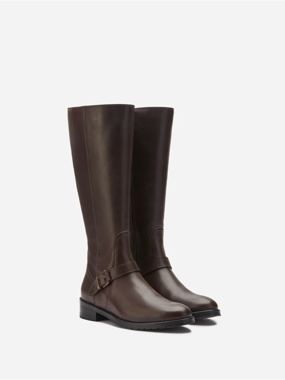 DUO Charlotte Knee-High Boots in Dark Brown Leather - Wide Calf
